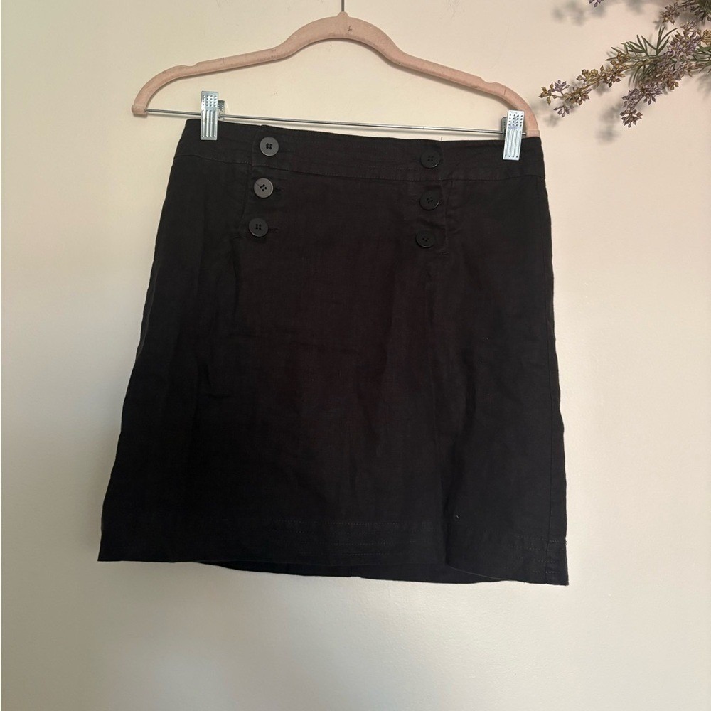 Max Studio Linen Black Button-Accent Mini Skirt- Size 2